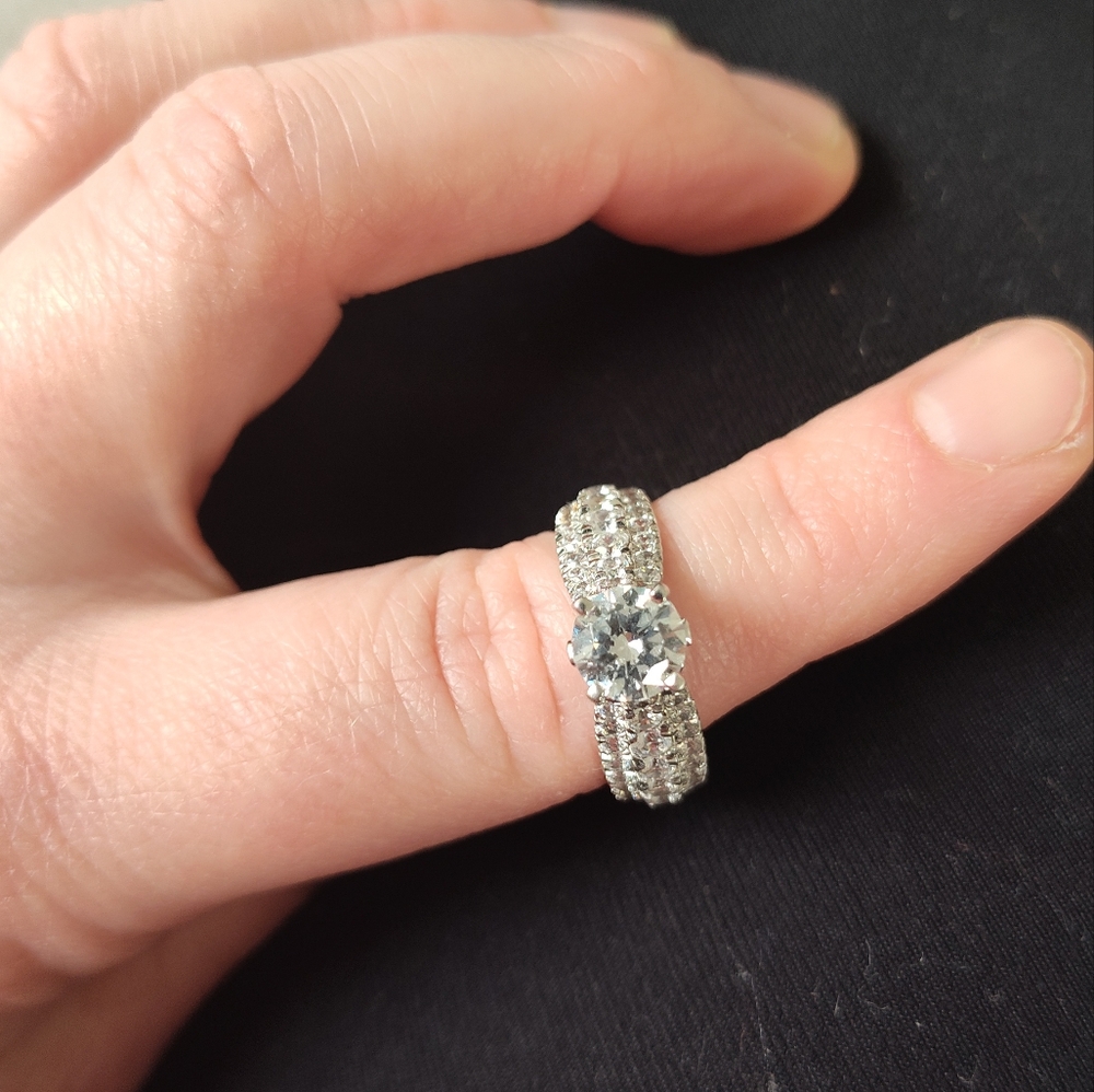 Sterling silver designer CZ ring